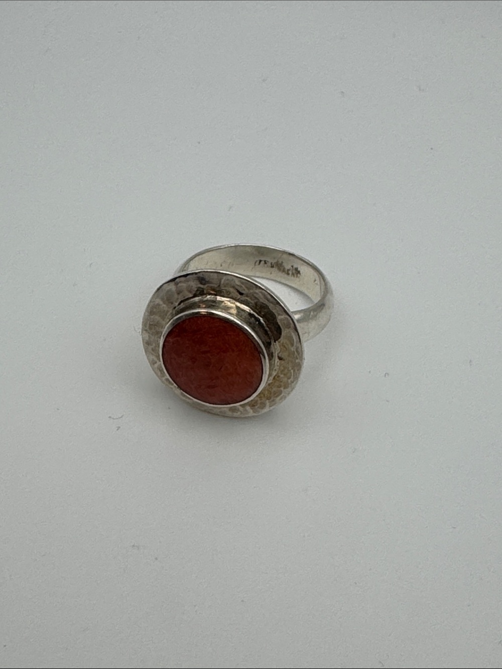 Sterling Silver Ring with Red Stone Center